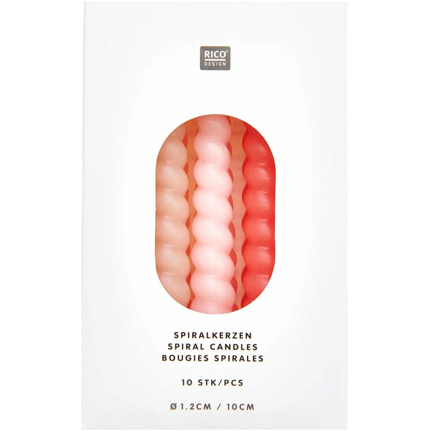 10 Spiral Candles Mix - Smokey Rose 10cm