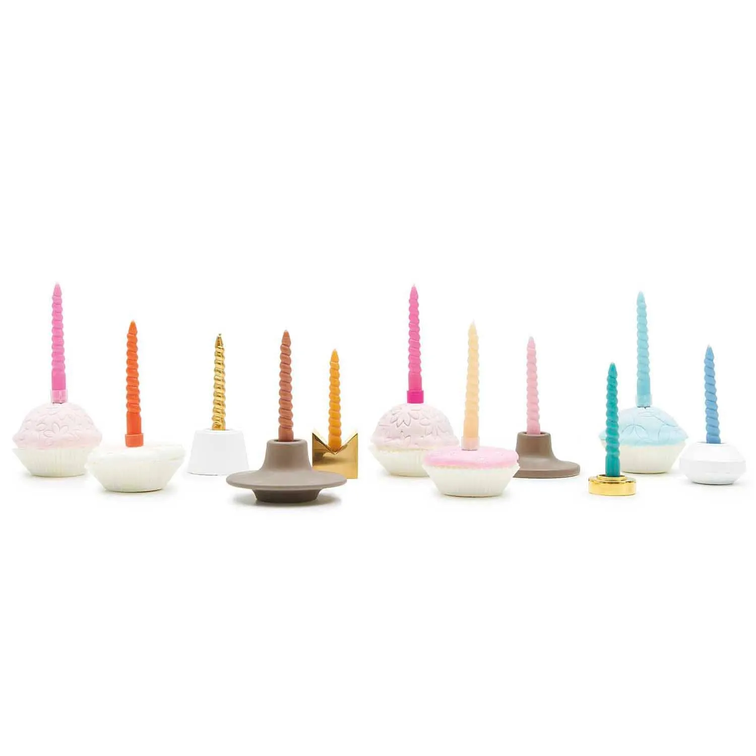10 Spiral Candles Mix - Smokey Rose 10cm