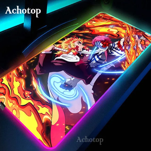 Anime Demon Slayer Mousepad Gaming Mouse Pad RGB LED omputer Desk Pad