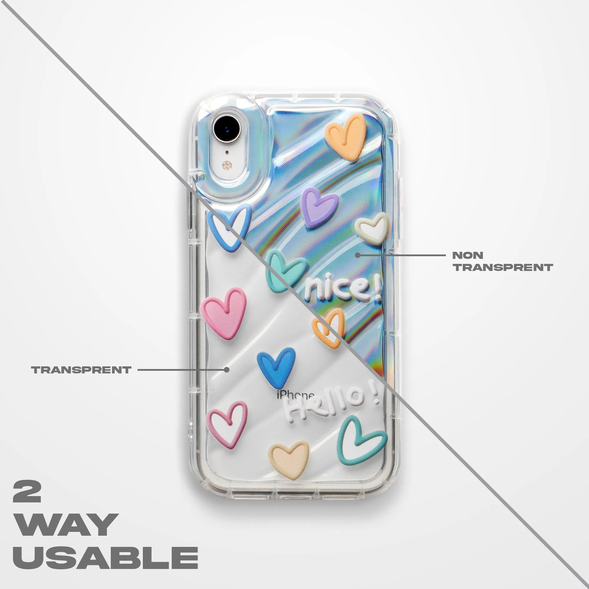Colorful Hearts Printed Transparent Back Cover for Apple iPhone 13