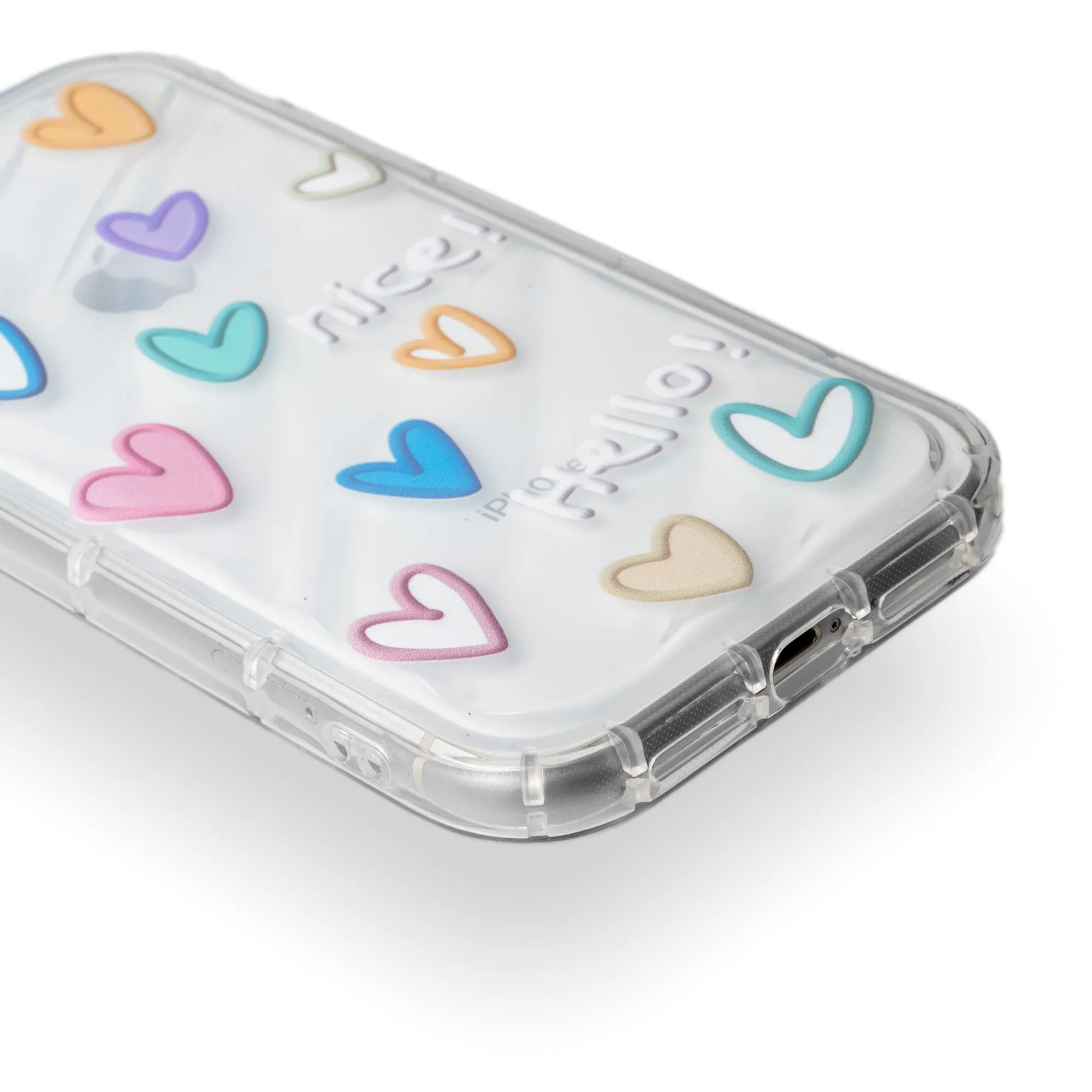 Colorful Hearts Printed Transparent Back Cover for Apple iPhone 13