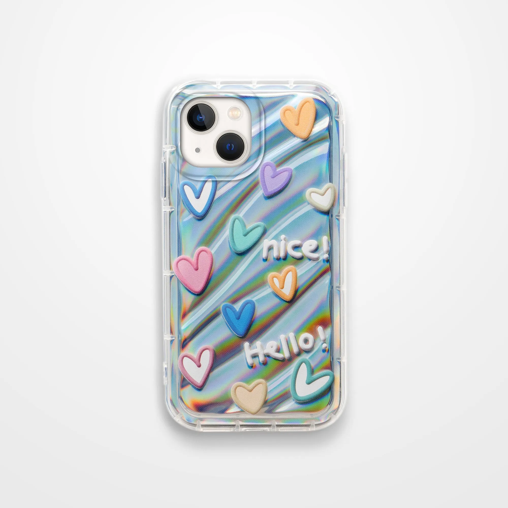 Colorful Hearts Printed Transparent Back Cover for Apple iPhone 13