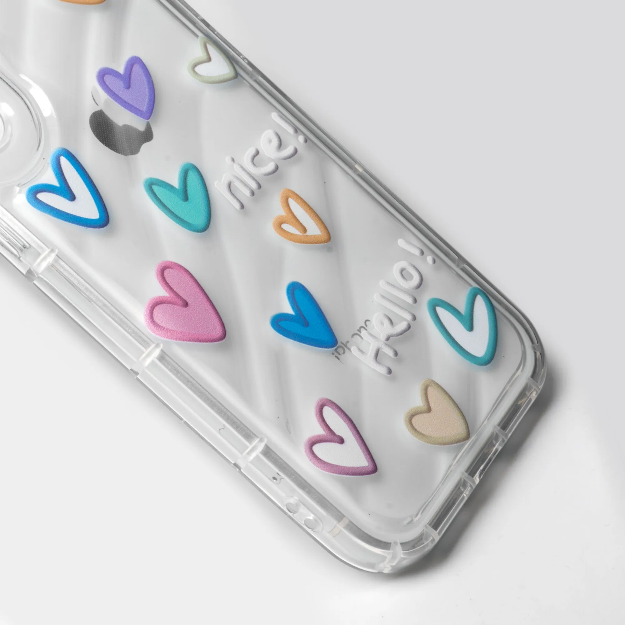 Colorful Hearts Printed Transparent Back Cover for Apple iPhone 13