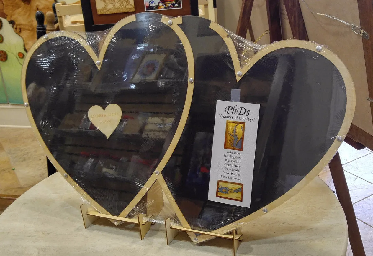 Custom Double Heart Drop Wedding Guest Book Alternative