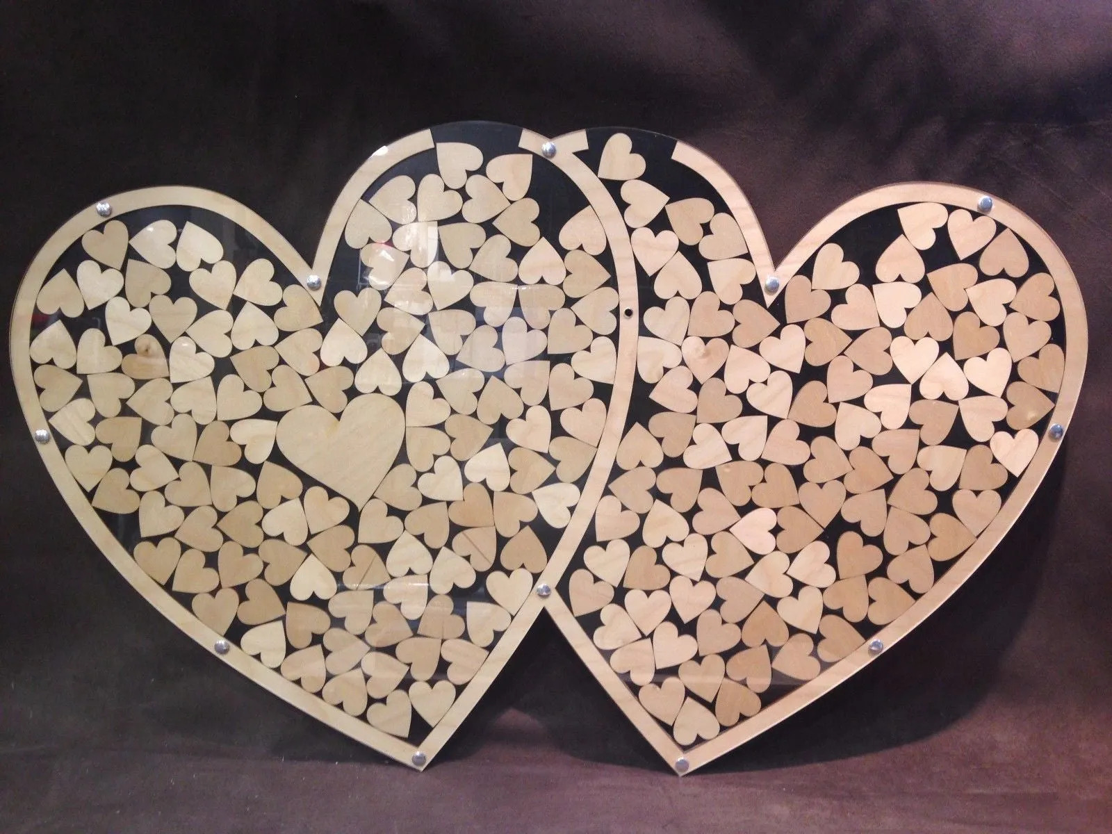 Custom Double Heart Drop Wedding Guest Book Alternative