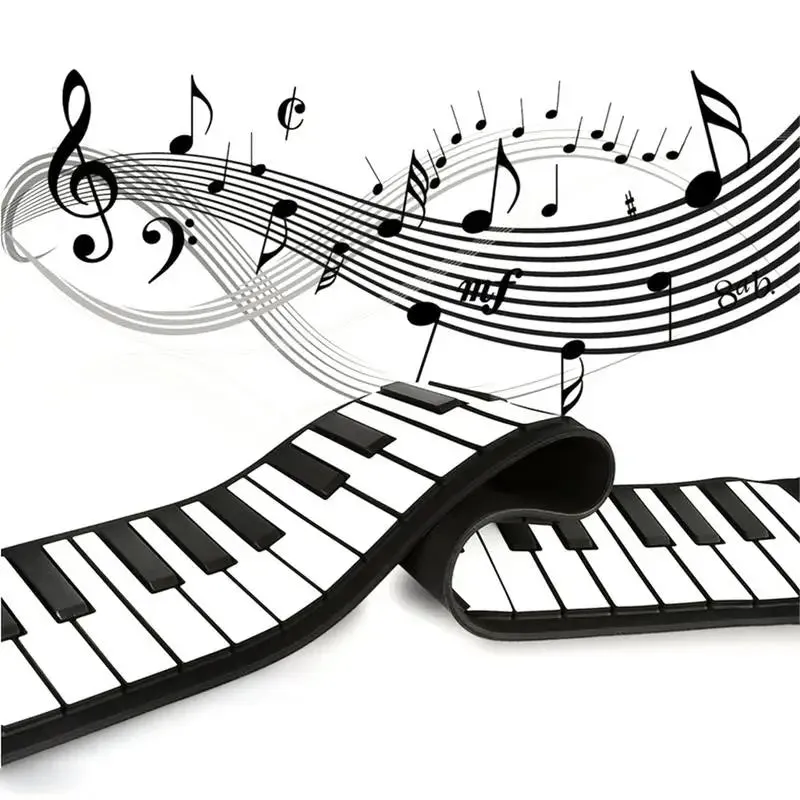 Electronic Organ Keyboard Enlightenment Piano For 61-Key Electronic Organ Hand Roll Piano with Loudspeaker for Children Adult