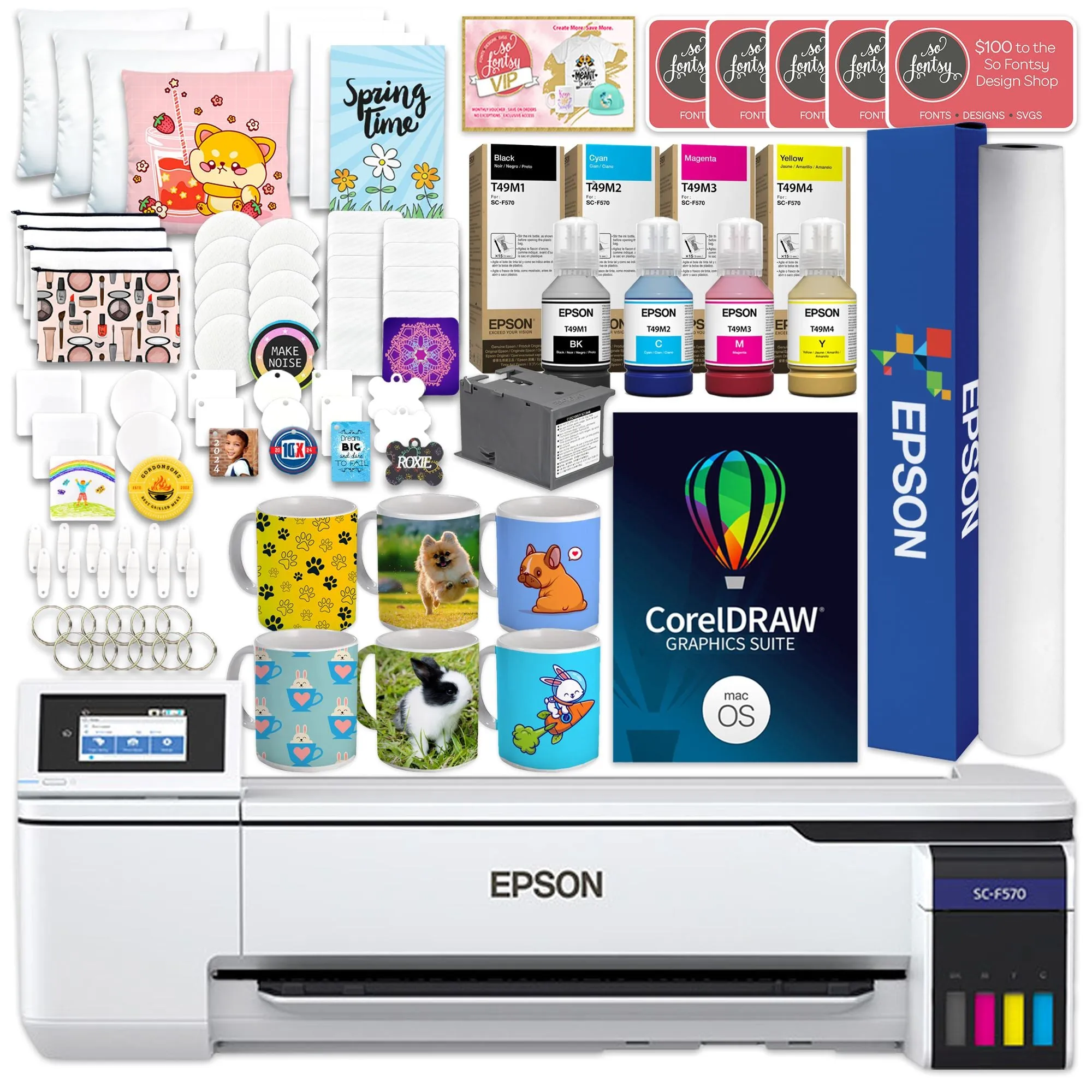 Epson SureColor F570 LITE 24" Dye Sublimation Printer Bundle with CorelDRAW