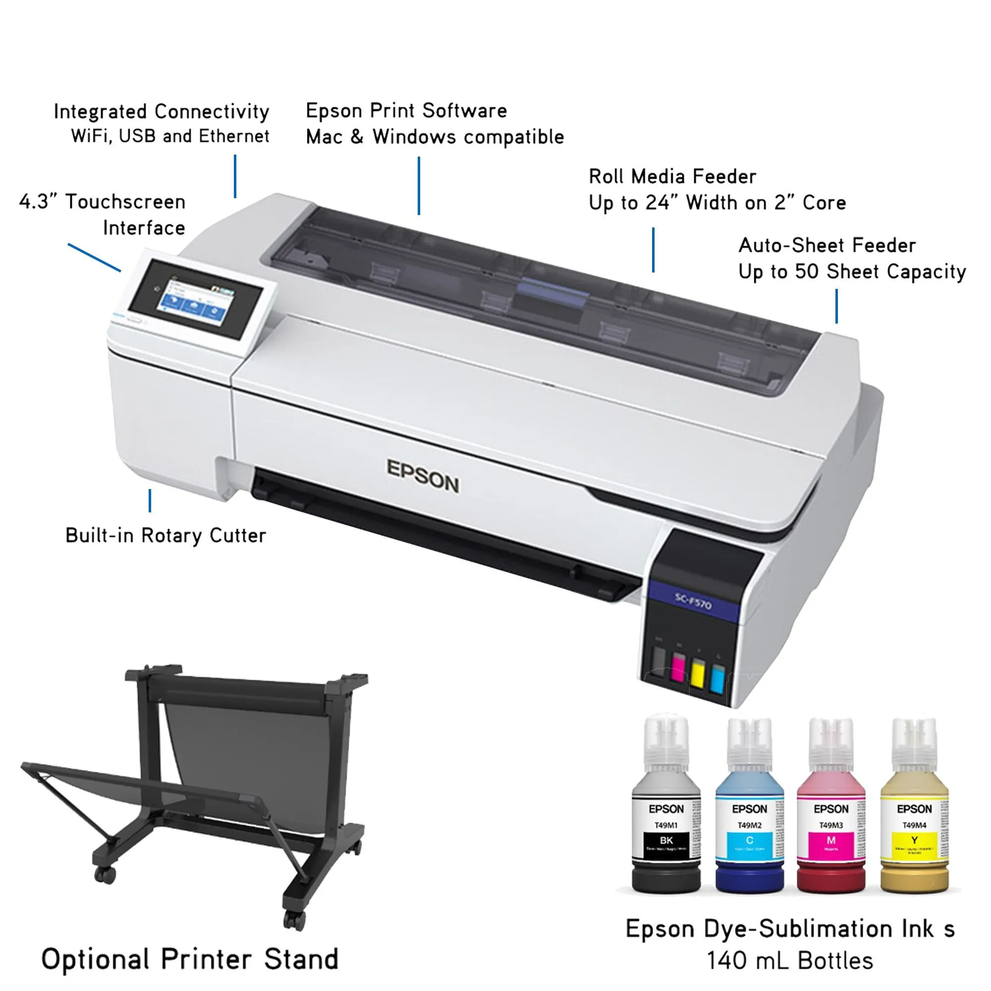 Epson SureColor F570 LITE 24" Dye Sublimation Printer Bundle with CorelDRAW