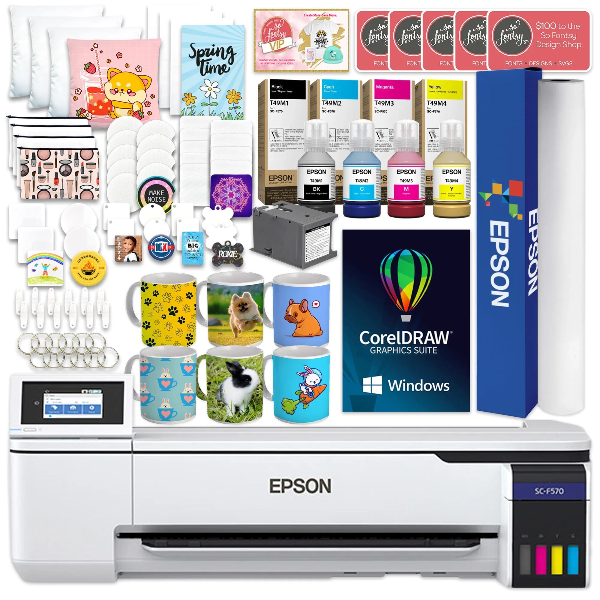 Epson SureColor F570 LITE 24" Dye Sublimation Printer Bundle with CorelDRAW