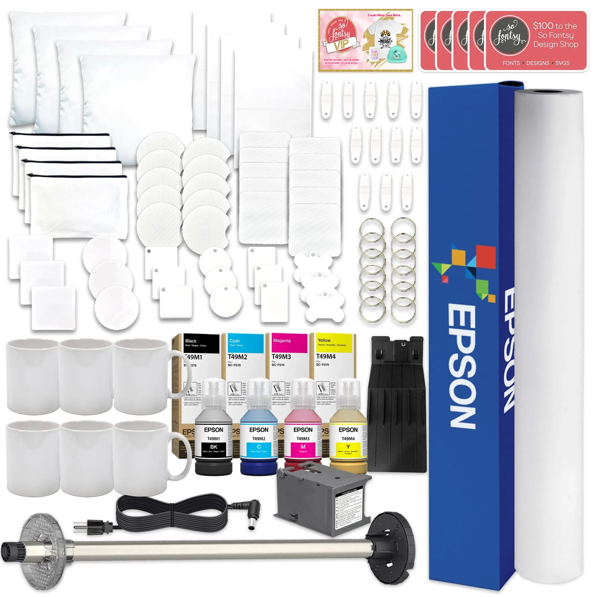 Epson SureColor F570 LITE 24" Dye Sublimation Printer Starter Bundle