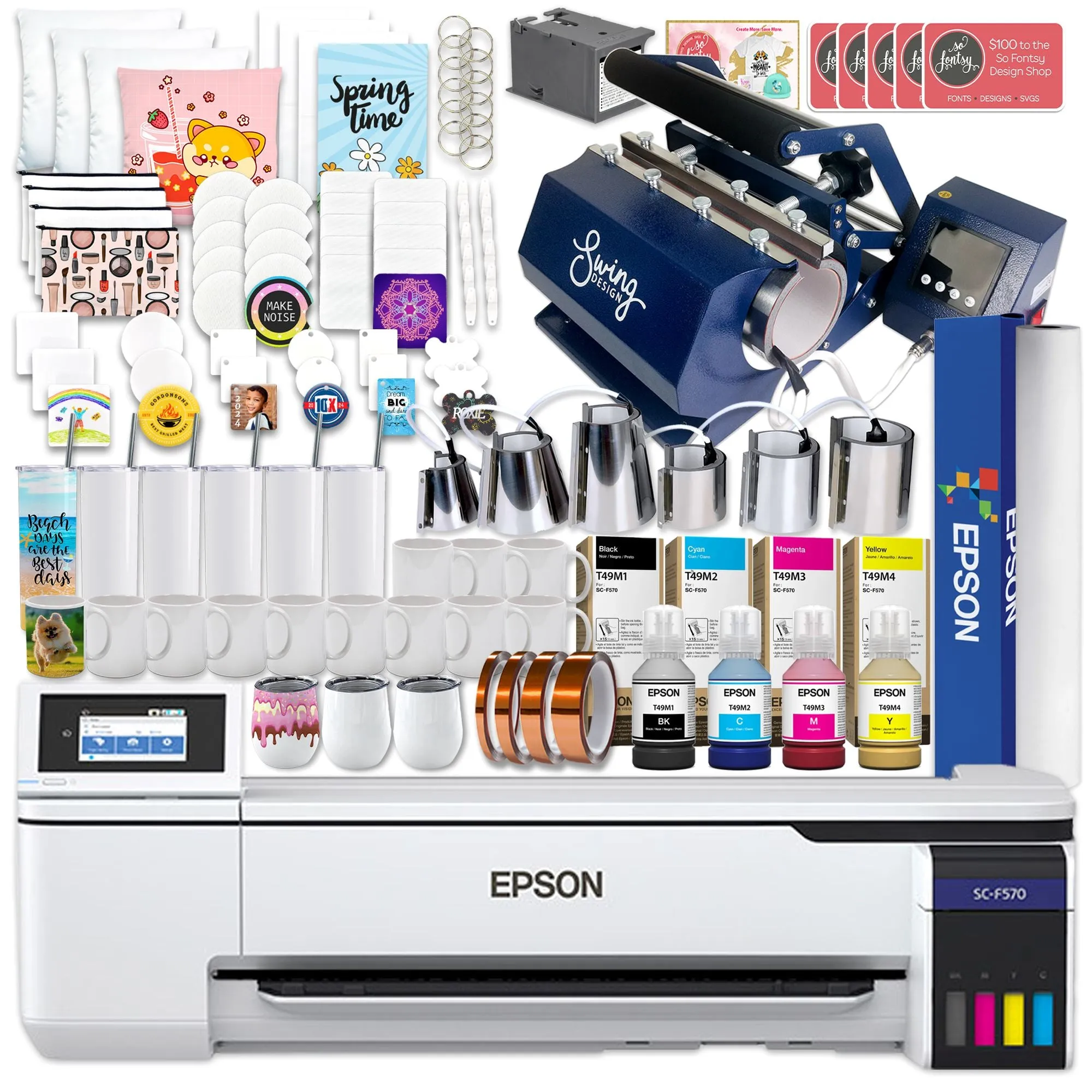 Epson SureColor F570 LITE 24" Dye Sublimation Printer w/ 7-in-1 Tumbler Press