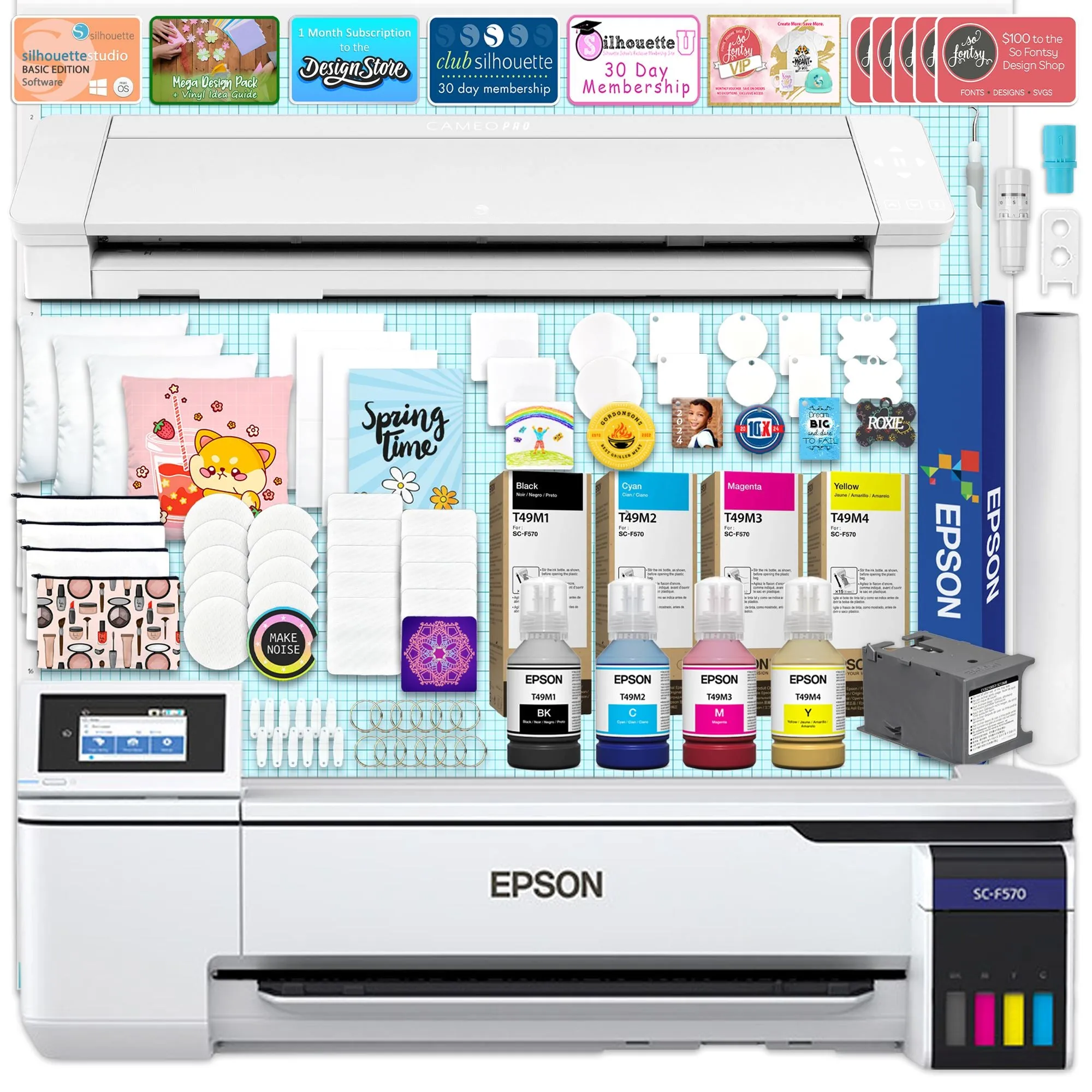 Epson SureColor F570 LITE 24" Sublimation Printer & Cameo 4 Pro 24" Vinyl Cutter