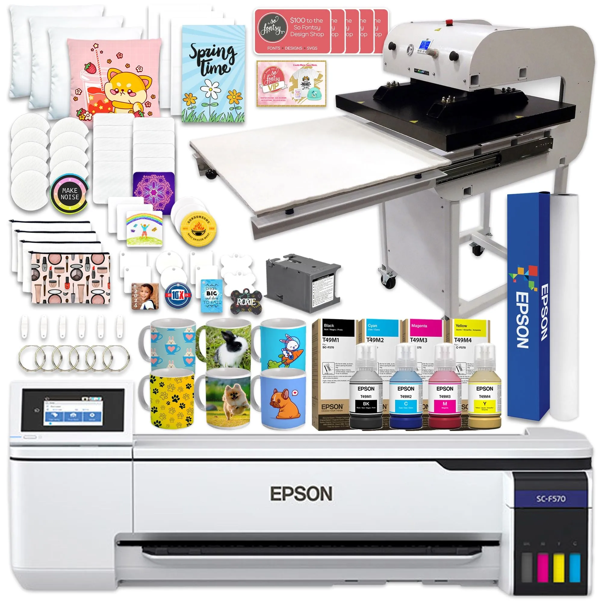 Epson SureColor F570 LITE 24" Sublimation Printer w/ Geo Knight DK32AP Heat Press