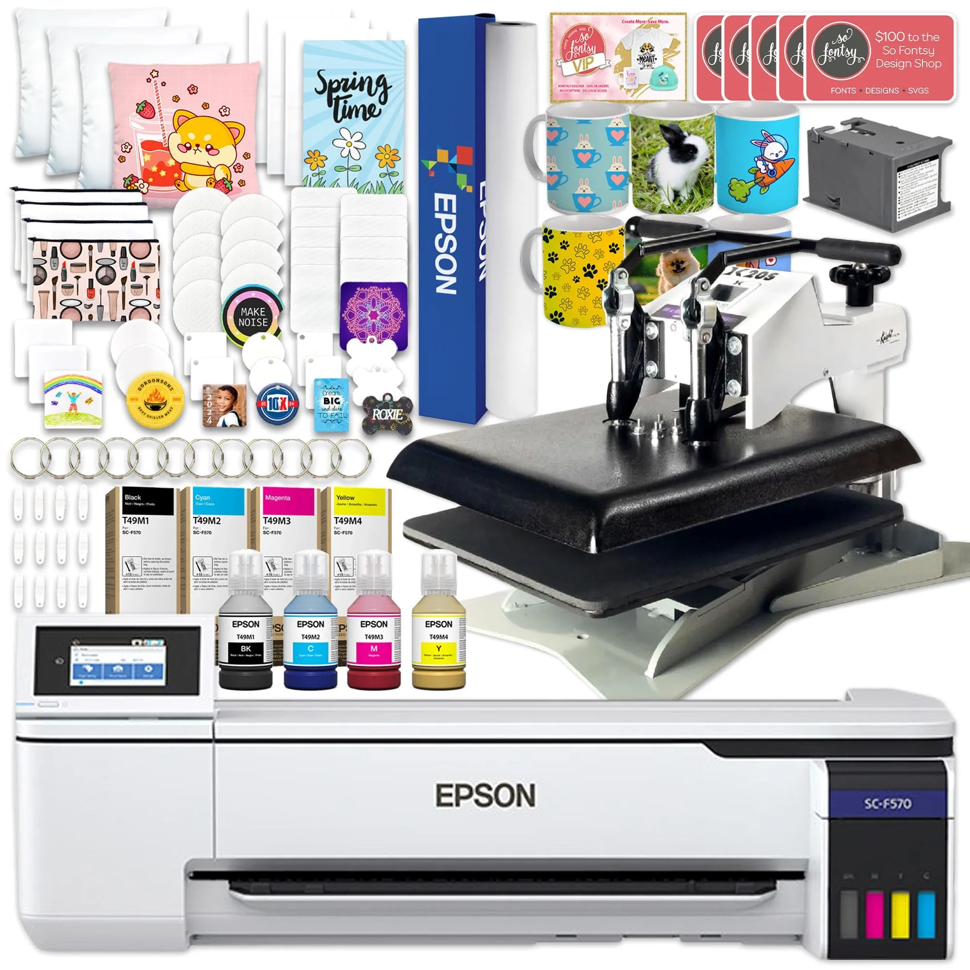 Epson SureColor F570 LITE 24" Sublimation Printer w/ Geo Knight Heat Press