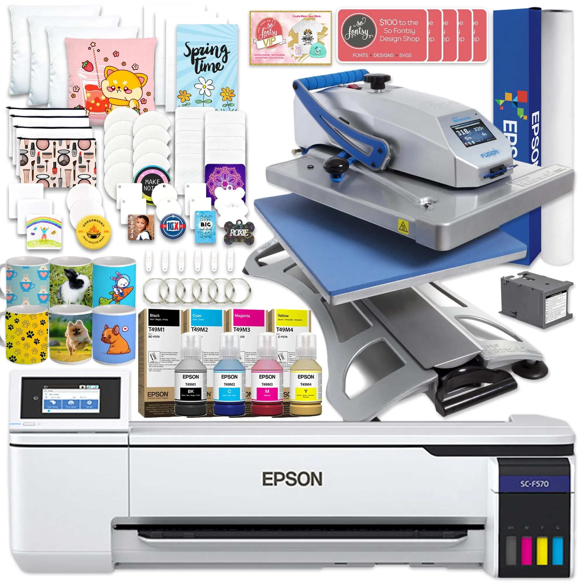 Epson SureColor F570 LITE 24" Sublimation Printer w/ Hotronix Fusion Heat Press