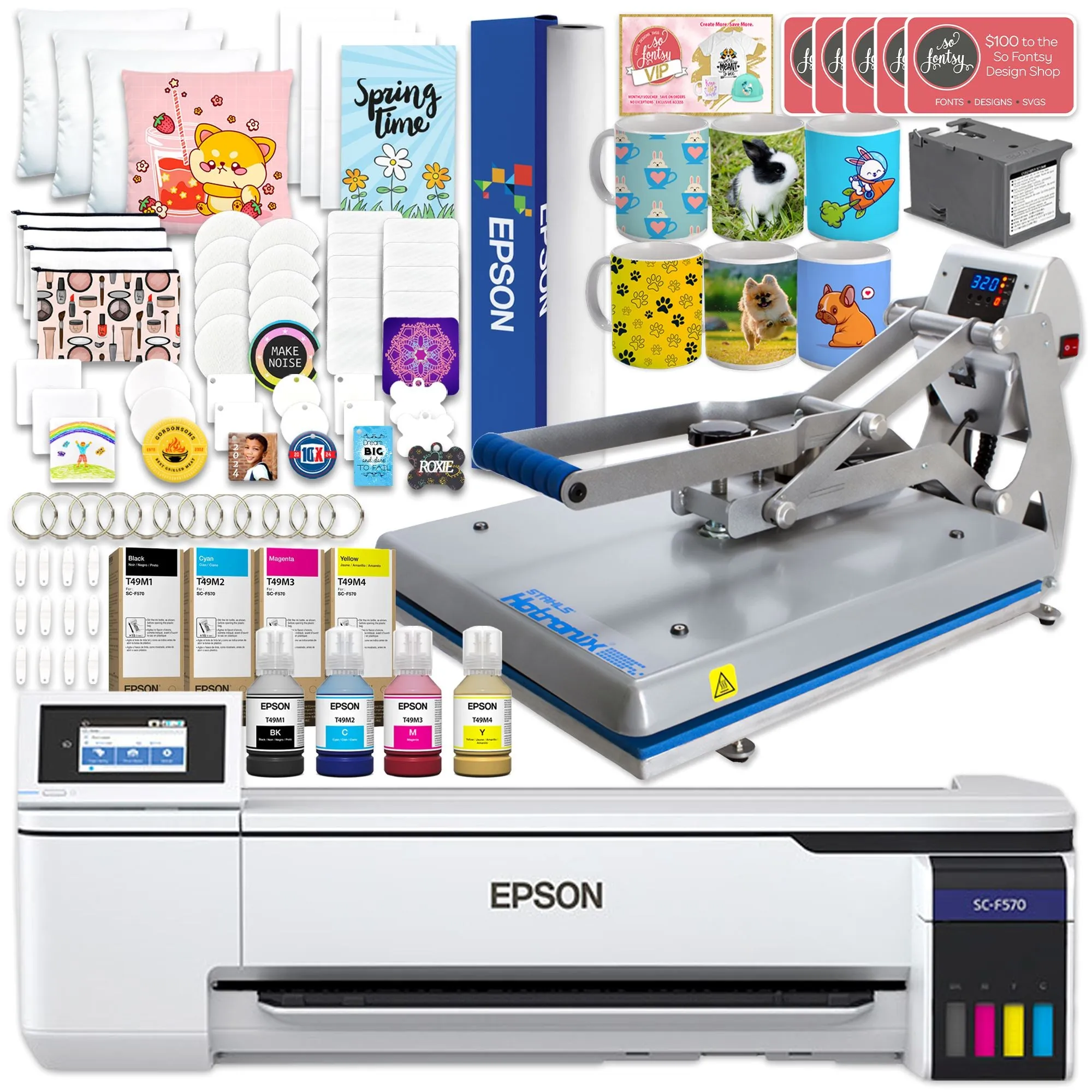 Epson SureColor F570 LITE 24" Sublimation Printer w/ Hotronix Hover Heat Press