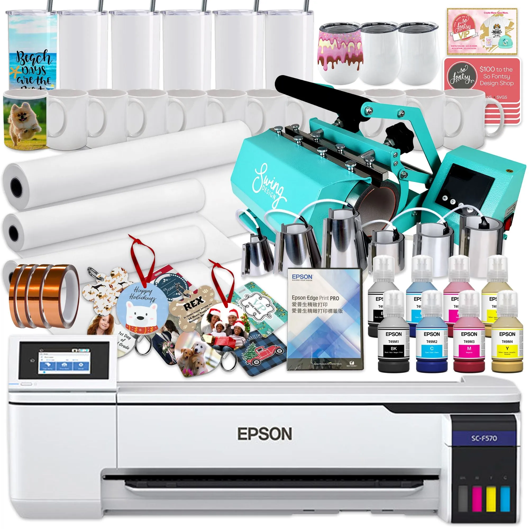 Epson SureColor PRO F570 24" Sublimation Printer w/ 7-in-1 Tumbler Press
