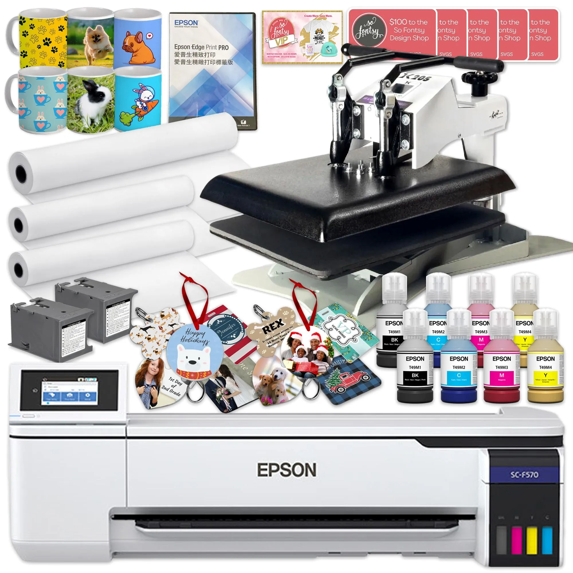 Epson SureColor PRO F570 24" Sublimation Printer w/ Geo Knight Heat Press