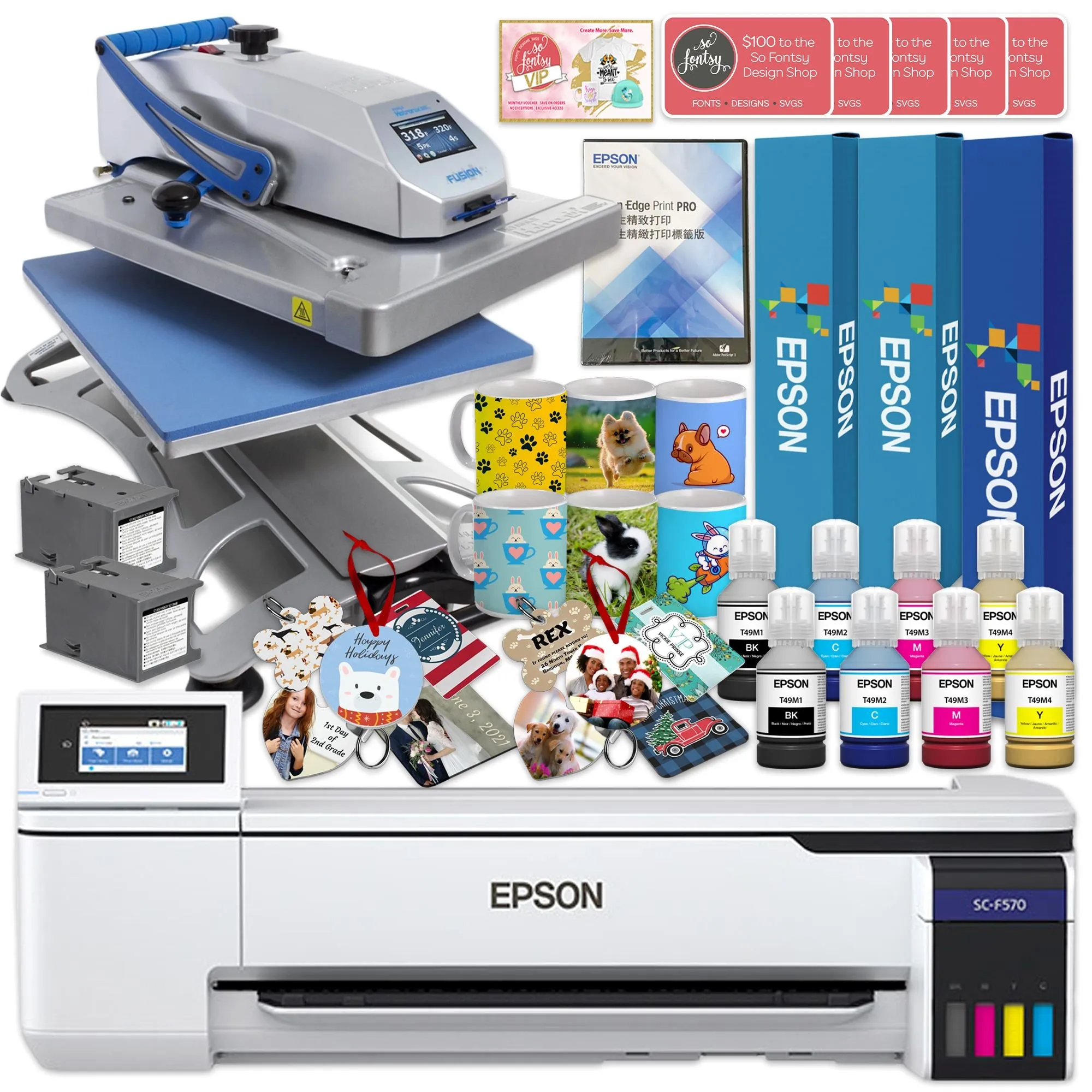 Epson SureColor PRO F570 24" Sublimation Printer w/ Hotronix Fusion Heat Press