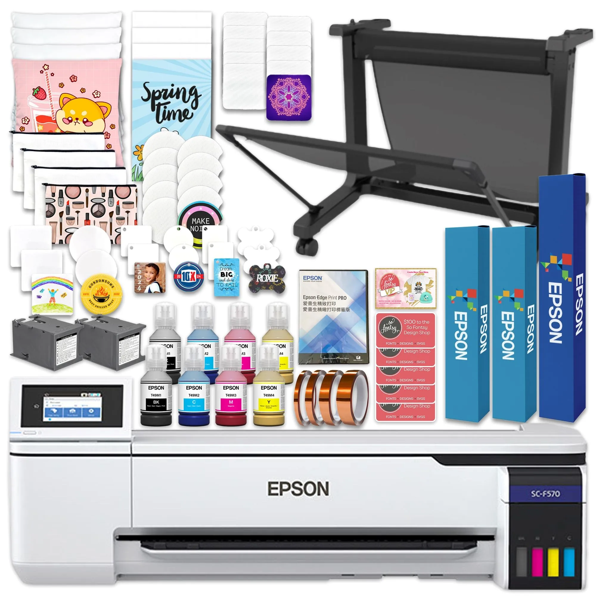 Epson SureColor PRO F570 Desktop 24" Dye Sublimation Printer & Stand Bundle