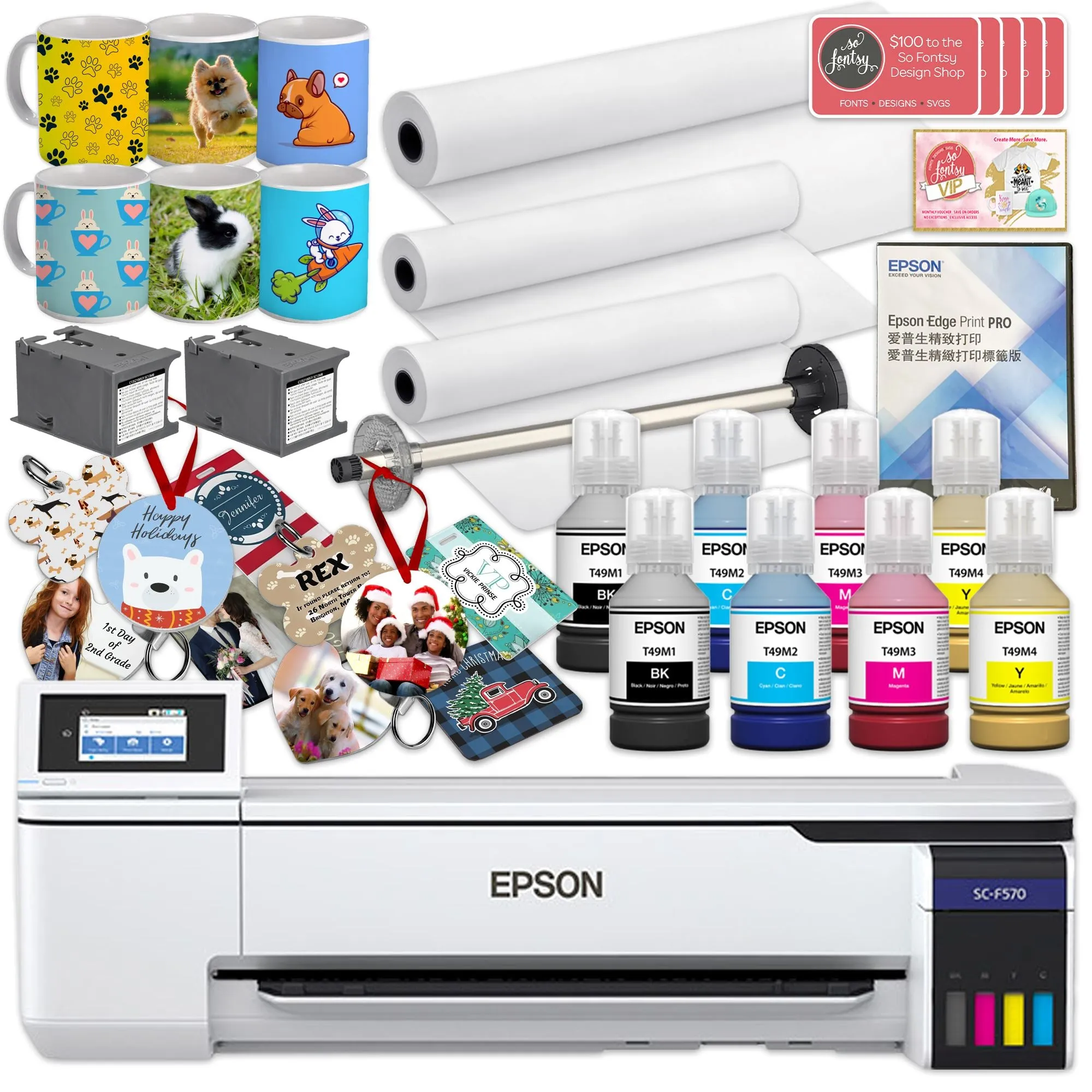 Epson SureColor PRO F570 Desktop 24" Sublimation Printer Bundle with CorelDRAW