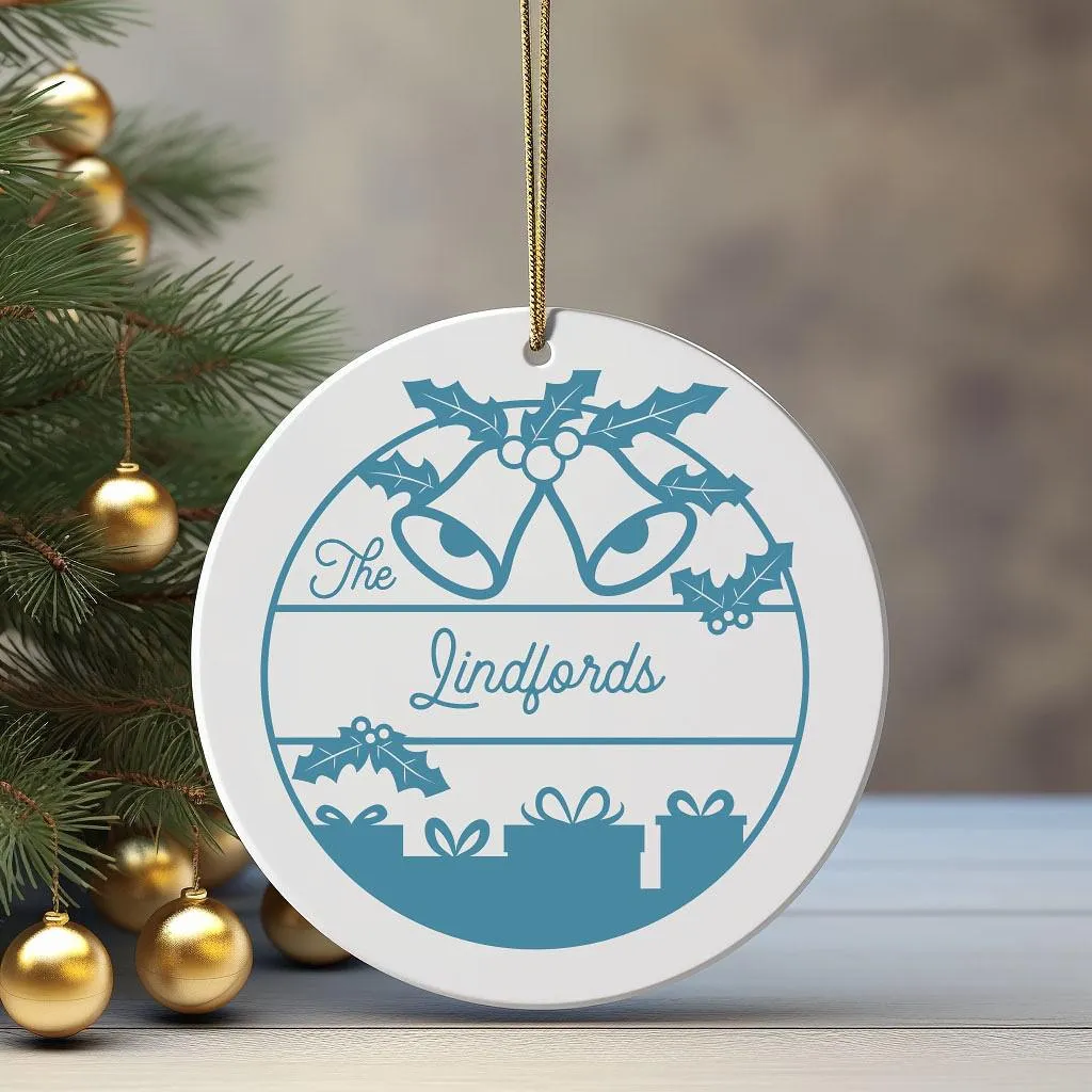 Personalized Bells and Presents Christmas Ornament