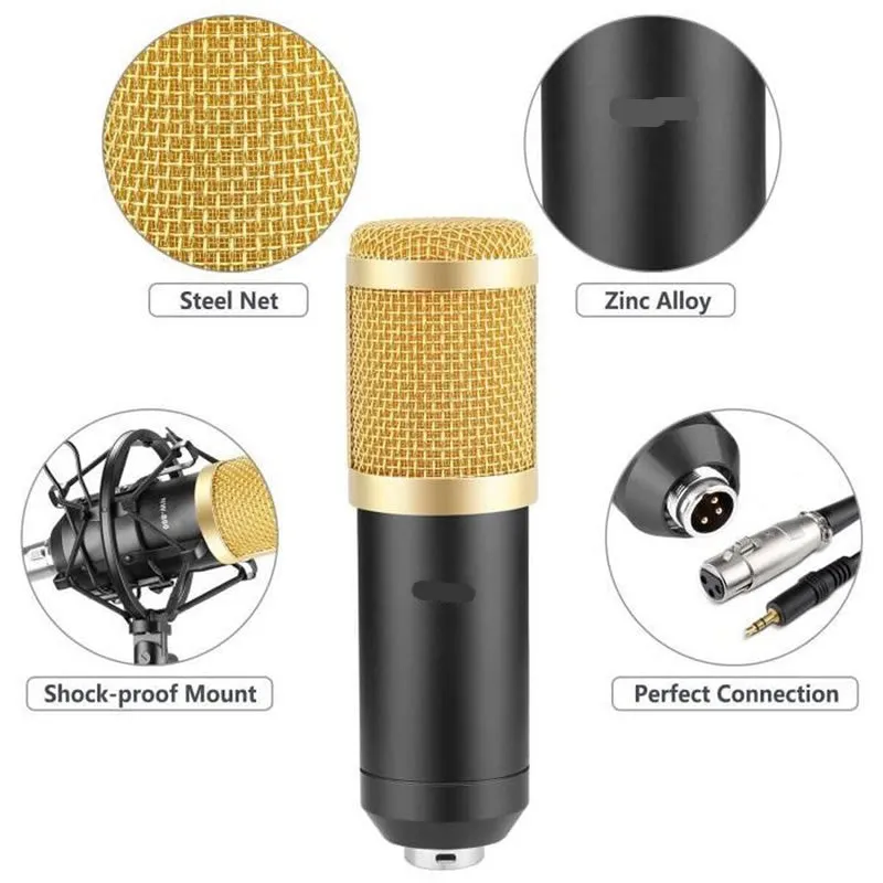 Professional Cardioid Condenser Microphone For Podcast M-800 Gold