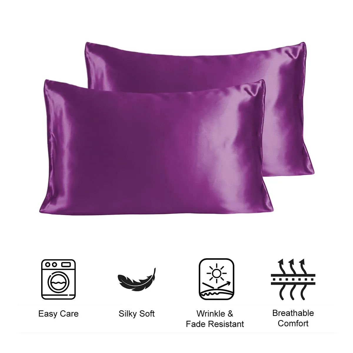 Silk-Like Plum Pillow Covers - Set of 2