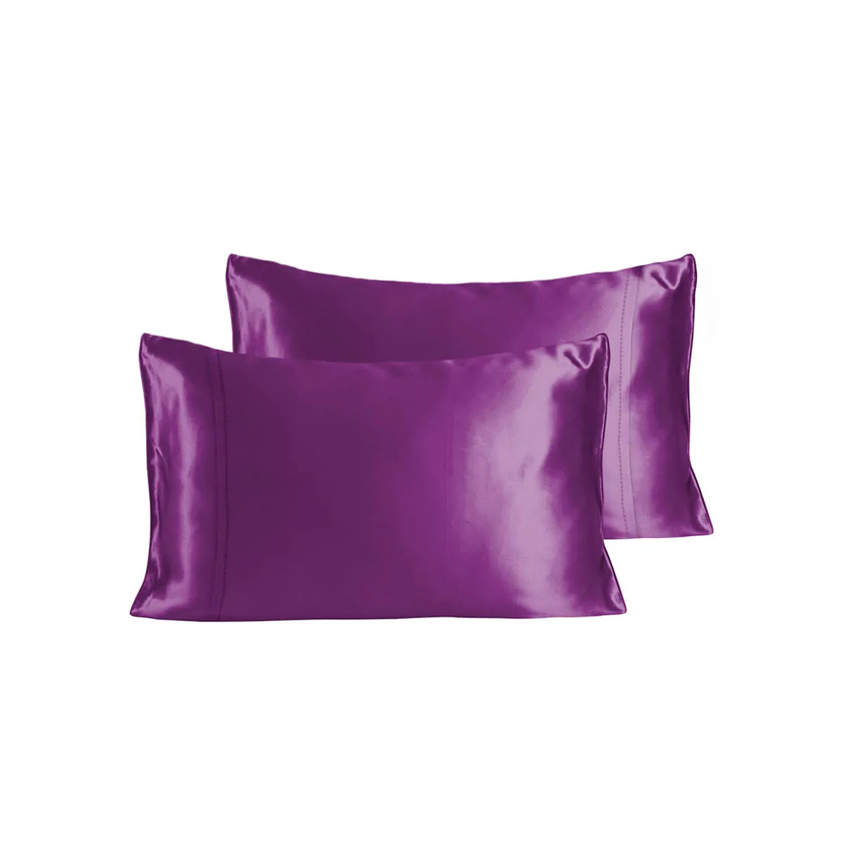 Silk-Like Plum Pillow Covers - Set of 2