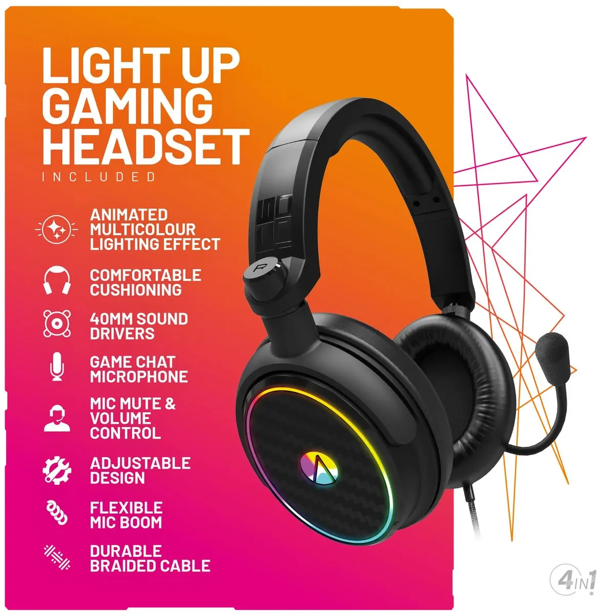 X Rocker 4-in-1 RGB Gaming Bundle - Keyboard, Mouse, Mouse Pad   Headset