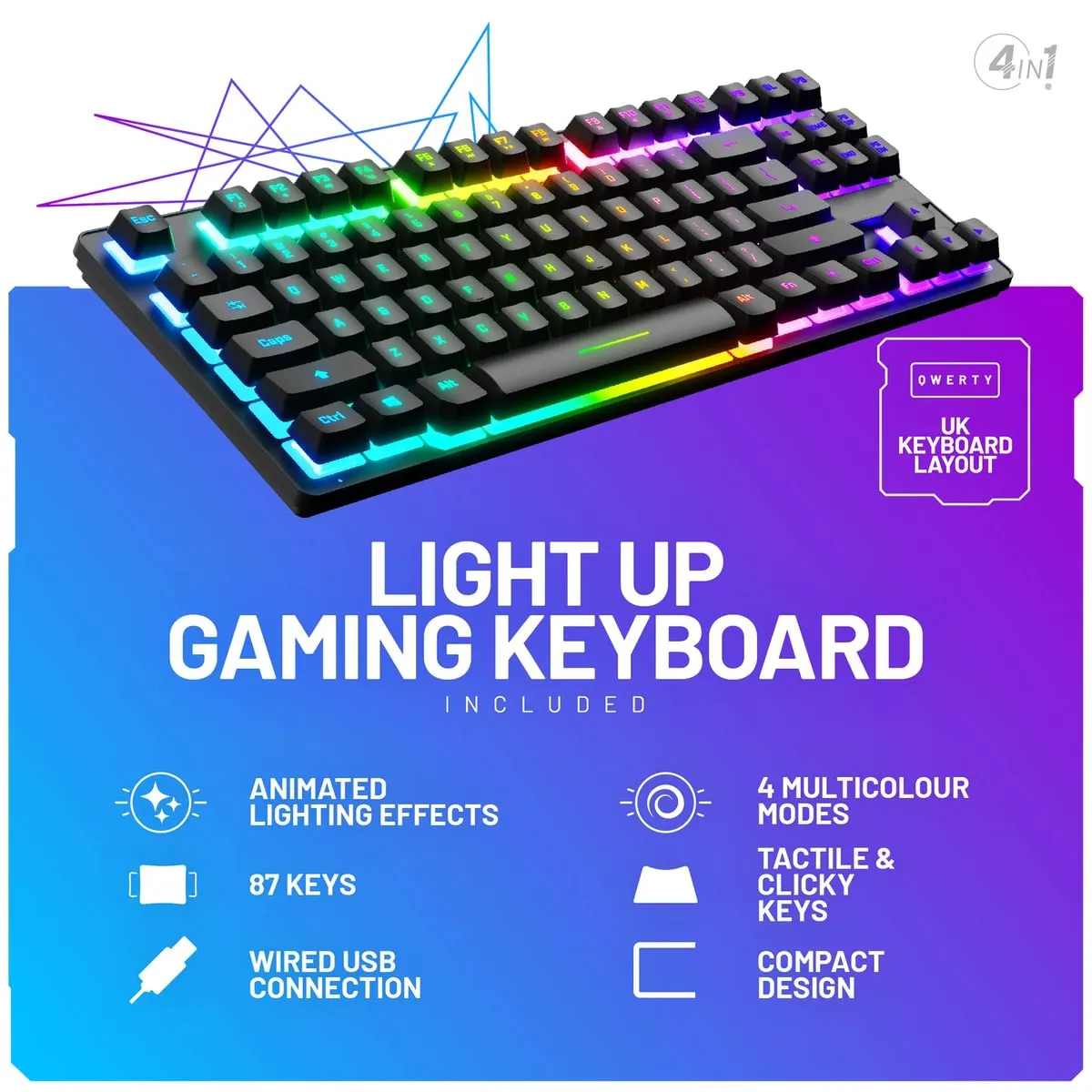 X Rocker 4-in-1 RGB Gaming Bundle - Keyboard, Mouse, Mouse Pad   Headset