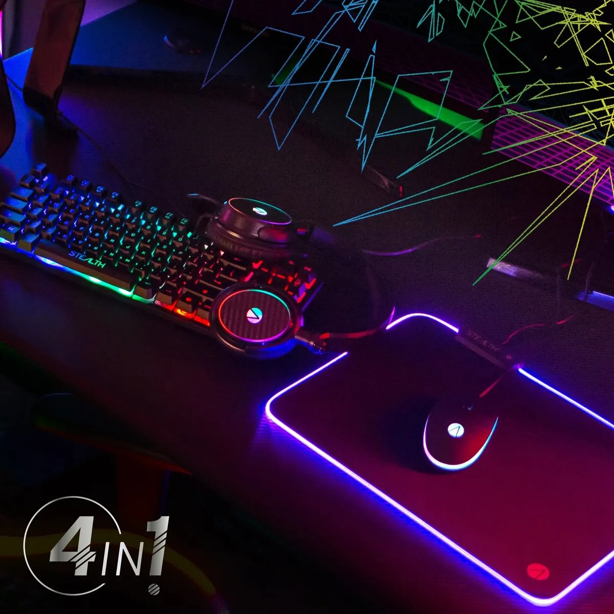 X Rocker 4-in-1 RGB Gaming Bundle - Keyboard, Mouse, Mouse Pad   Headset